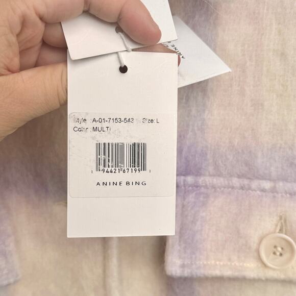 NWT Anine Bing Phoebe Jacket in Lavender and Cream Size L - Picture 5 of 14
